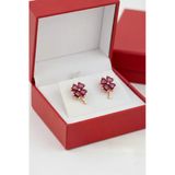 Çekirdek Jewelry 925 Ayar Gümüş Yakut Taşlı Yonca Küpe
