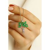 Çekirdek Jewelry 925 Ayar Gümüş Yeşil Taşlı Çiçek Buket Kolye