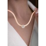 Çekirdek Jewelry 925 Ayar Gümüş Yılan Zincir Taşlı Kolye – Beyaz Detaylı Minimal Ve Zarif Tasarım