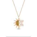 Çekirdek Jewelry Özel Tasarım Güneş Ve Kar Tanesi Figürlü Taşlı Kolye 925 Ayar Gümüş