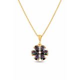 Çekirdek Jewelry Sarı Altın Çiçek Kolye Modeli – Renk Geçişli Taşlı Şık Tasarım 925 Ayar Gümüş
