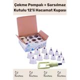 Çekme Vakum Pompalı Sarsılmaz Kutulu Selülit Yağ Çatlak Giderici Masaj Aleti 12'li Hacamat Kupa Seti