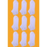Çekmece 9 Lu Unisex Kısa Patik Çorap - Beyaz - 36 - 40