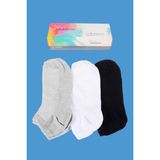 Çekmece 9'lu Unisex Pamuklu Patik Çorap - Beyaz - Gri - Siyah - 36 - 42