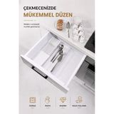 Çekmece İçi Bıçaklık Organizer Bölmeli Mutfak Düzenleyici Beyaz S-11029