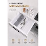 Çekmece İçi Bıçaklık Organizer Bölmeli Mutfak Düzenleyici Gri S-11029
