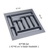 Çekmece İçi Kaşıklık 47 X 49 Cm Mutfak Çekmece Düzenleyici Gri