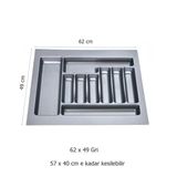 Çekmece İçi Kaşıklık 62 X 49 Cm Mutfak Çekmece Düzenleyici Gri