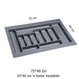 Çekmece İçi Kaşıklık 75 X 49 Cm Mutfak Çekmece Düzenleyici Gri