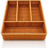 Çekmece Içi Kaşıklık – Hasır Görünümlü Rattan 4 Bölmeli Çatallık Bıçaklık, Düzenleyici Organizer, Mutfak Tezgah Üstü Kaşık Düzenleme Kutusu - 001 - Beyaz - 0,5 ml