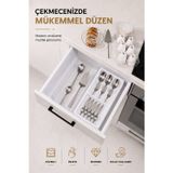 Çekmece İçi Kaşıklık Organizer Bölmeli Mutfak Düzenleyici Beyaz S-11030