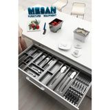 Çekmece Içi Kaşıklık ve Bıçaklık Düzenleyici Antresit, 104X48 Yandan ve Boydan 4cm Kesilebilir - Kaşıklık+Bıçaklık - Antrasit