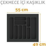 Çekmece Içi Kaşıklık ve Kepçelik Düzenleyici – Antrasit 55X49 cm (49X40 cm Kadar Kesilebilir) - 55 x 49 cm