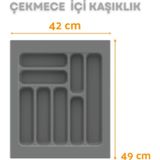 Çekmece İçi Kaşıklık Ve Kepçelik Düzenleyici Gri 42x49 Cm 36,5x40 Cm Kadar Kesilebilir Gri