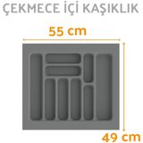Çekmece İçi Kaşıklık ve Kepçelik Düzenleyici – Gri 55x49 cm (49x40 cm Kadar Kesilebilir)