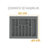 Çekmece İçi Kaşıklık Ve Kepçelik Düzenleyici Gri 62x49 Cm 55x40 Cm Kadar Kesilebilir Grı