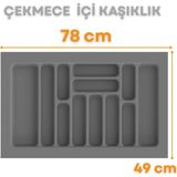 Çekmece İçi Kaşıklık ve Kepçelik Düzenleyici – Gri 78x49 cm (78,5x40 cm Kadar Kesilebilir)