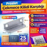Çekmece Kilidi Karşılılığı, Sac, 25X10x7 Mm, Metal Gövde, Dayanıklı, Montaj Uyumlu, Mobilya, Dolap, Kapak, Kilit, Sabitleme Parçası, Çinko Alaşımlı, Sabitleme Uygunluğu Yüksek (25 Adet)