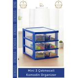 #Çekmece Masa Üstü Ofis Makyaj Takı Şeffaf Plastik Masaüstü Mini 3 Çekmeceli Komodin Organizer - 1 Adet