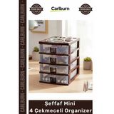 #Çekmece Pratik Ev Ofis Masaüstü Şeffaf Depolama Çekmeceli Organizer Mini 4 Çekmeceli Organizer