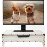 Çekmece Yükseltici Ve Metal Köşe Koruyuculu Ahşap Monitör Standı, Depolama Düzenleyicili Ahşap Dağınıklık İçermeyen Masa Standı, Çekmeceli Ve 3 Bölmeli, 16 1/2 G X 10 1/4 D X 5 1/8 Y
