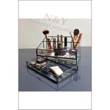 Çekmeceli Antik Bronz Makyaj Organizer, 28X15X14 Cm, Şık ve Fonksiyonel - Altın