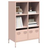 Çekmeceli pembe çelik, 68 x 39 x 103,5 cm, soğuk haddelenmiş çelik, dayanıklı, ev ve ofis için geniş depolama alanı, kolay bakım, şık raf