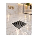 CEKO ARMATÜR 10 CM Siyah Paslanmaz Çelik Duş Gideri | Lineer Duş Kanal Gideri | Kare Izgara Süzgeç | Banyo Yer Gideri
