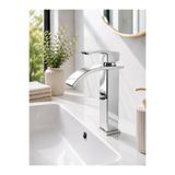 CEKO ARMATÜR Parlak Krom Şelale Lavabo Bataryası | Paslanmaz Çelik | Sıcak-Soğuk Çift Giriş | Modern Banyo Musluğu