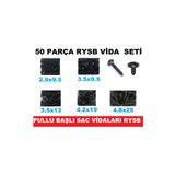 CEKSAN Sac Vidası Rysb Pullu Başlı Vida Seti 50 Parça Farklı Ölçülerde
