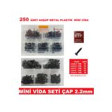 CEKSAN Vida Seti 2.2mm Pcb- Ahşap- Plastik Mini Sac Vidası Siyah 250 Parça