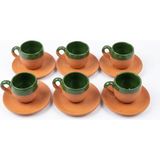 Ceku Handmade Kil 6'lı Yeşil Türk Kahvesi Fincan Takımı