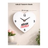 cekud tasarım baskı Kendin Tasarla Kalp MDF Duvar Saati 20 cm | Kişiye Özel Baskılı Kalp Saat | Dekoratif Duvar Saati