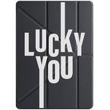 cekuonline Apple iPad Air 10.9 2022 5. Nesil ile Uyumlu Kılıf, Kalem Bölmeli, Uyku Modlu, Tri Folding, Siyah luckyyou-Air10.920225.nesil