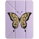 cekuonline Apple iPad Air 11" M2 M3 ile Uyumlu Air 4/5/6 Nesil Kılıf, Kalem Bölmeli, Uyku Modlu, Tri Folding, Lila, Kelebek Desenli