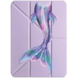 cekuonline Apple iPad Air 11" M2 M3 ile Uyumlu Kapaklı Kılıf, Uyku Modlu, Kalem Bölmeli, Tri Folding, Deniz Kızı, Lila