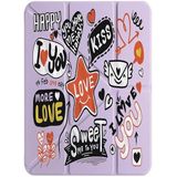 cekuonline Apple iPad Mini 7 2024 8.3" ile Uyumlu Kılıf, Uyku Modlu, Kalem Bölmeli, Tri Folding, Love Sticker, Lila