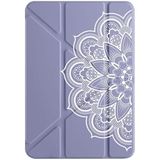cekuonline Apple iPad Mini 7 8.3" ile Uyumlu Kılıf, Kalem Bölmeli, Uyku Modlu, Tri Folding, Luxo Mandala, Mor