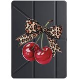 cekuonline Apple iPad Mini 7 8.3" ile Uyumlu Kılıf, Uyku Modlu, Kalem Bölmeli, Tri Folding, Kiraz Desen, Siyah