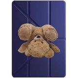 cekuonline Apple iPad Mini 7 8.3" ile Uyumlu Kılıf, Uyku Modlu, Kalem Bölmeli, Tri Folding, Peluş Ayı Desenli, Lacivert