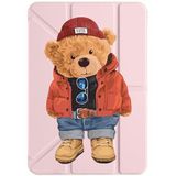 cekuonline Apple iPad Mini 7 8.3" ile Uyumlu Kılıf, Uyku Modlu, Kalem Bölmeli, Tri Folding, TeddyBear, Pudra Pembe