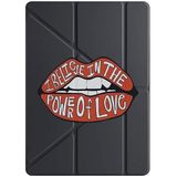 cekuonline Apple iPad Pro 12,9" 6.nesil M2 Çipli 2022 ile Uyumlu Kapaklı Kılıf, Uyku Modlu, Kalem Bölmeli, Tri Folding, PowerOfLove, Siyah