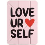 cekuonline Apple iPad Pro 12,9" 6.nesil M2 Çipli 2022 ile Uyumlu Kapaklı Kılıf, Uyku Modlu, Kalem Bölmeli, Tri Folding, Pudra Pembe loveyourself-tblt-6.nesil2022