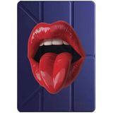 cekuonline Apple iPad Pro 12,9" 6.Nesil M2 Çipli 2022 ile Uyumlu Kapaklı Kılıf, Uyku Modlu, Kalem Bölmeli, Tri Folding, Ruj Ötesi Deseni, Lacivert