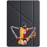Cekuonline Apple iPad Pro 12,9" 6.Nesil M2 Çipli 2022 ile Uyumlu Kapaklı Kılıf, Uyku Modlu, Kalem Bölmeli, Tri Folding, Sarı Kırmızı