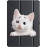 cekuonline Apple iPad Pro 12,9" 6.Nesil M2 Çipli 2022 ile Uyumlu Kapaklı Kılıf, Uyku Modlu, Kalem Bölmeli, Tri Folding, Şirin Kedicik Desenli, Siyah