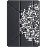 cekuonline Apple iPad Pro 13 2025 M5 ile Uyumlu Kılıf, Uyku Modlu, Kalem Bölmeli, Tri Folding, Luxo Mandala, Siyah