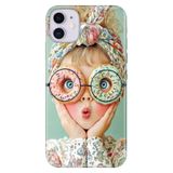 Cekuonline Apple iPhone 11 ile Uyumlu GirlDonut Temalı Desenli Darbe Emici Silikon Kılıf, Çok Renkli