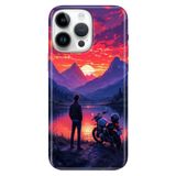 Cekuonline Apple iPhone 14 Pro Max ile Uyumlu Motorum ve Ben Temalı Desenli Darbe Emici Silikon Kılıf, Çok Renkli