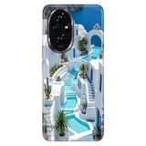 Cekuonline Honor 200 ile Uyumlu Kılıf, 6.7" Lux Santorini Temalı Desenli, Darbe Emici Silikon